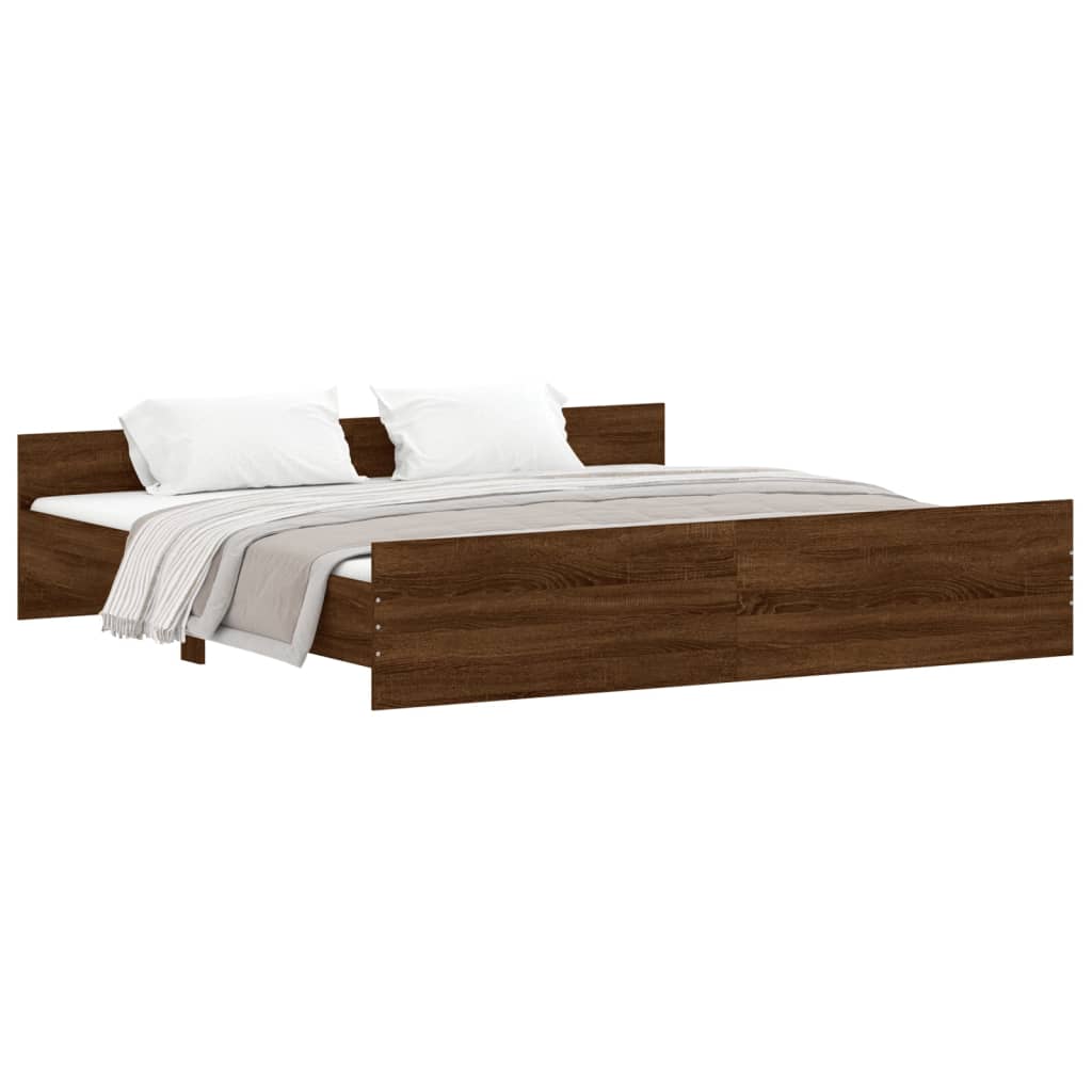 Modern Wooden Emperor Size 2m Bed Frame Base With Headboard & Footboard