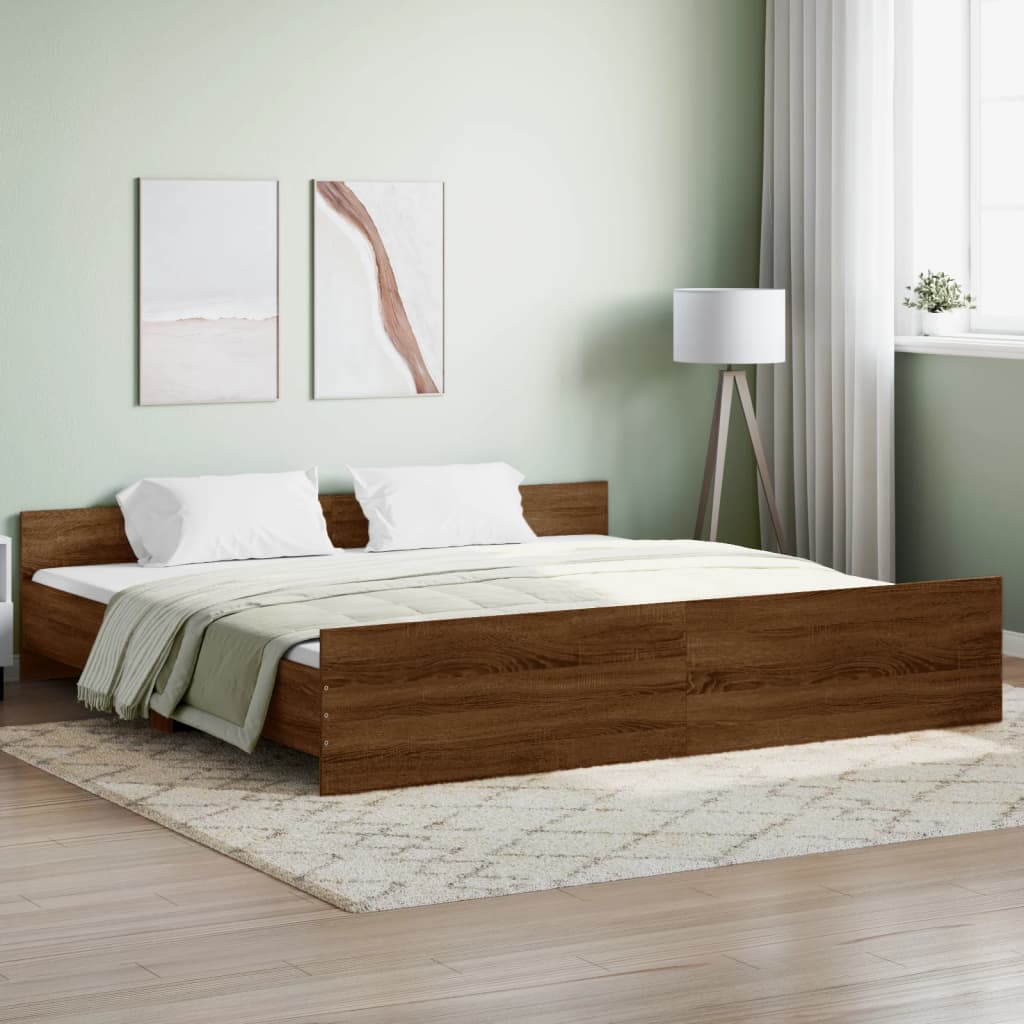 Modern Wooden Emperor Size 2m Bed Frame Base With Headboard & Footboard