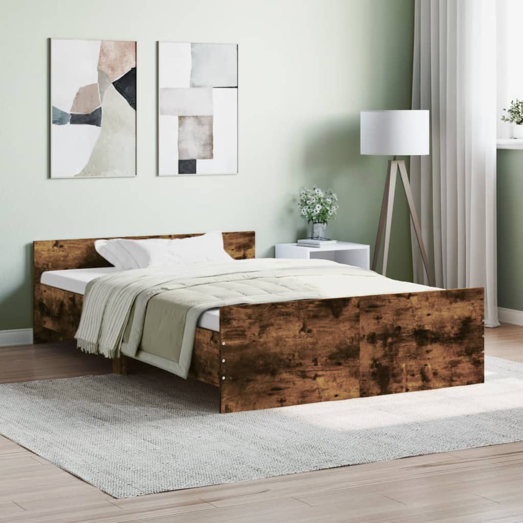 Bed Frame without Mattress Smoked Oak 120x200 cm