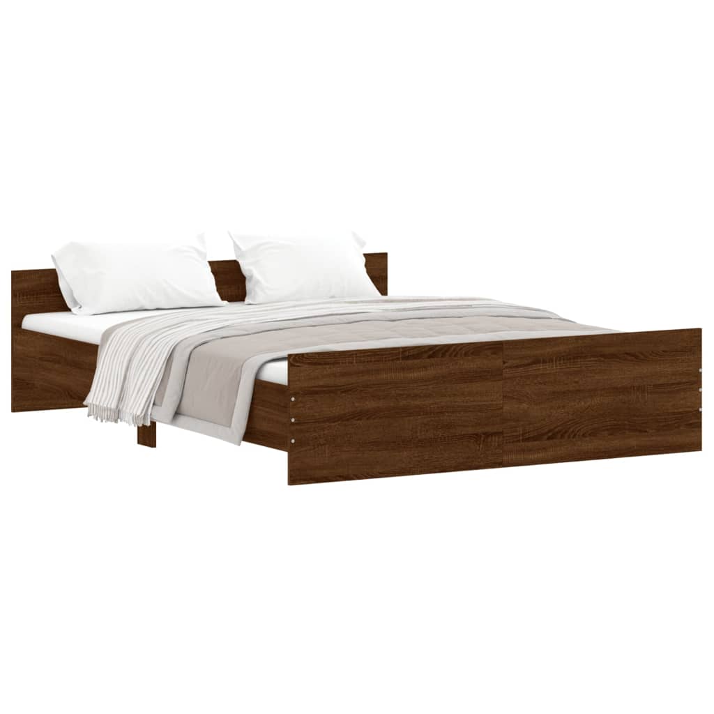 Bed Frame without Mattress Brown Oak 140x200 cm