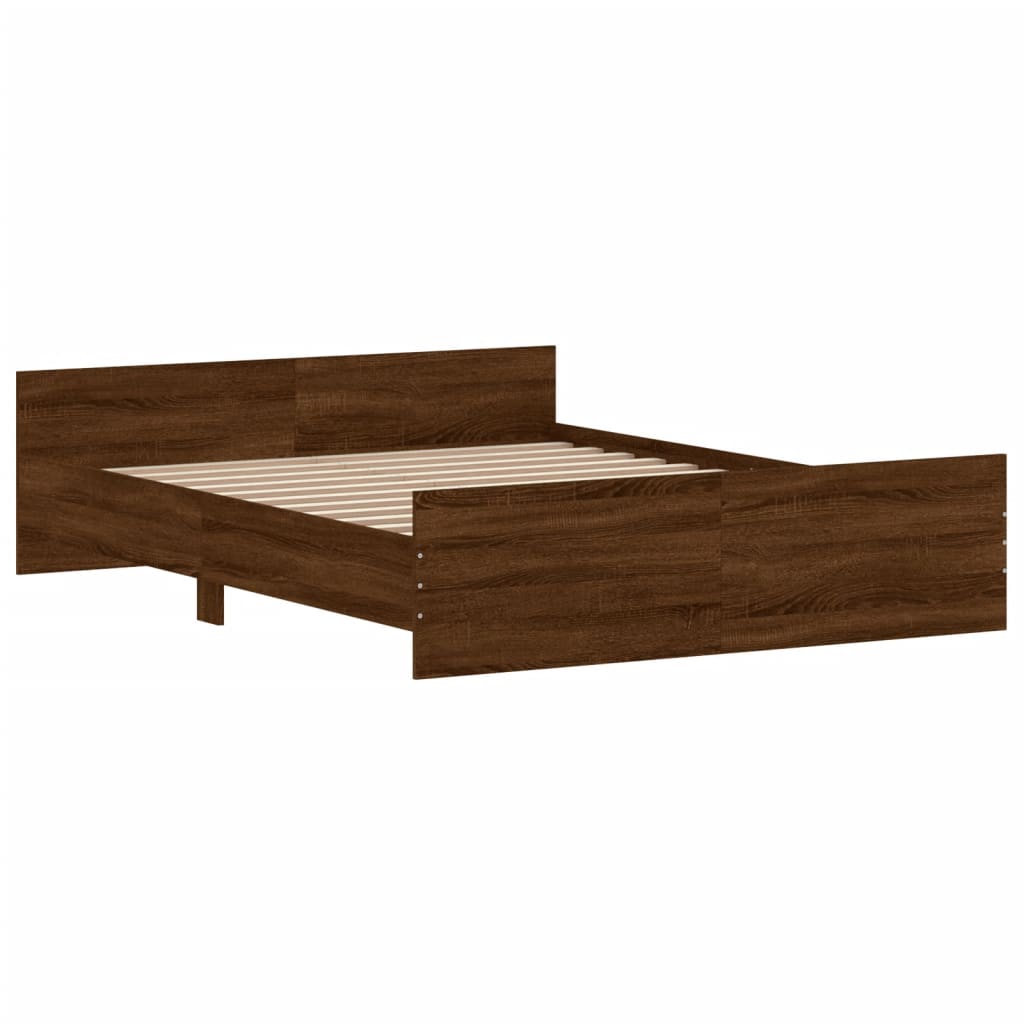 Bed Frame without Mattress Brown Oak 140x200 cm