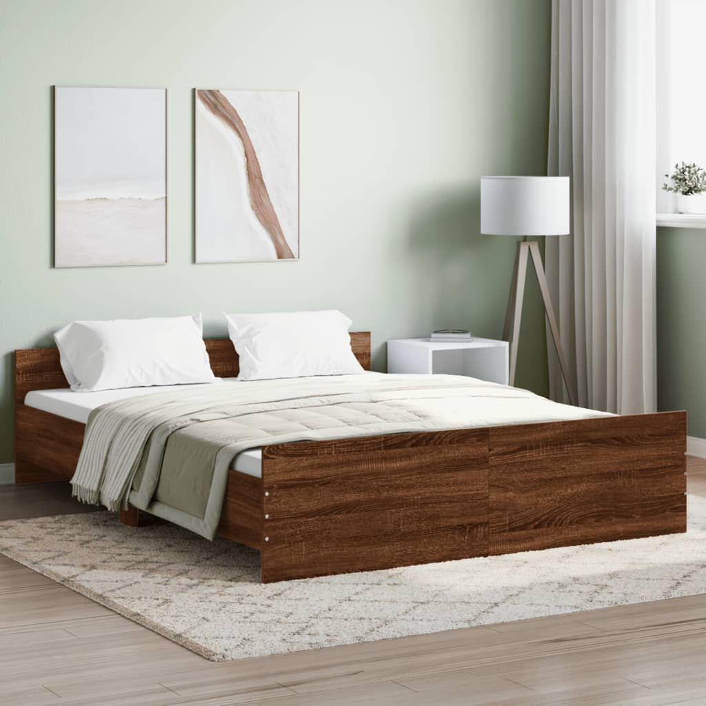 Bed Frame without Mattress Brown Oak 140x200 cm
