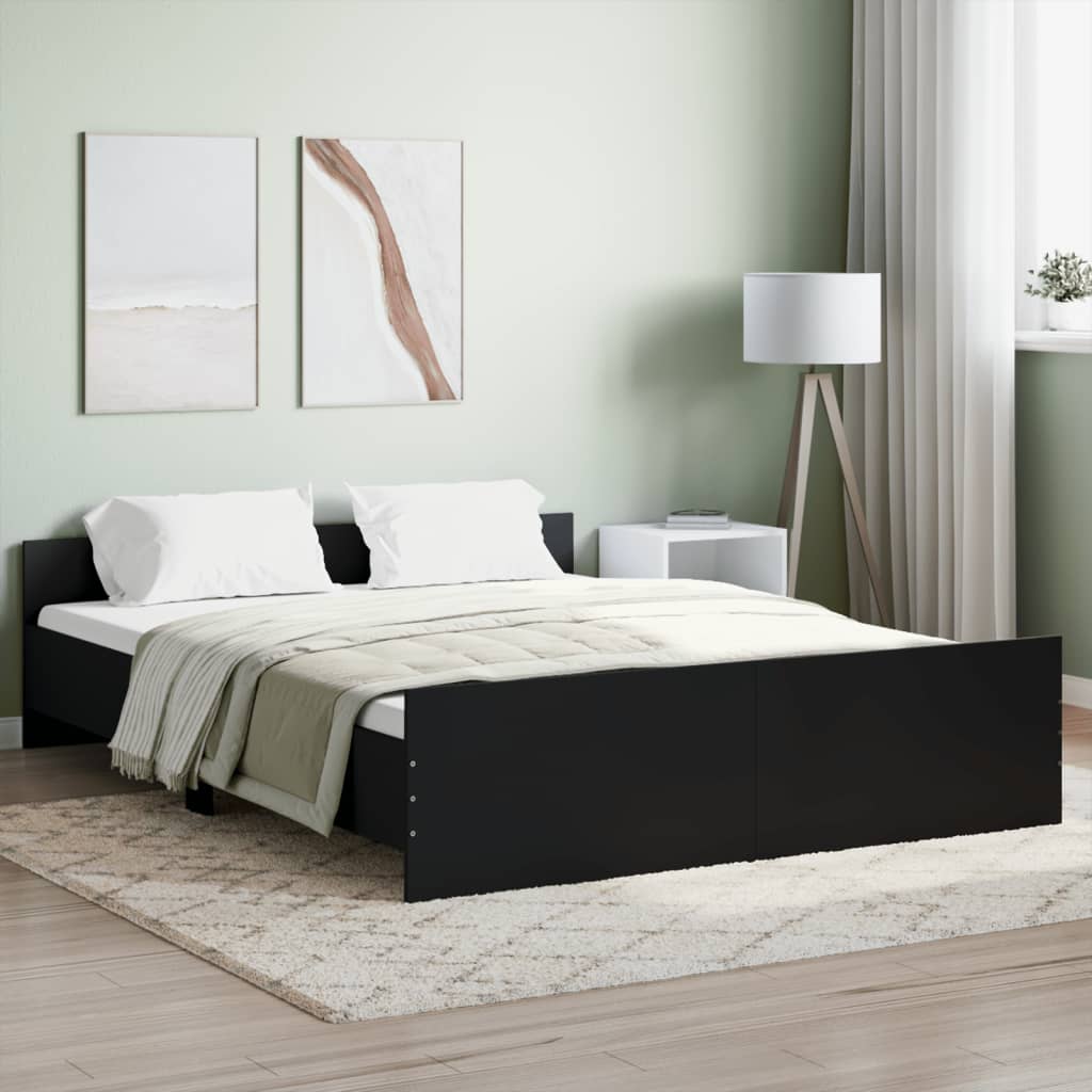 Modern Wooden King Size 150cm Bed Frame Base With Headboard & Footboard
