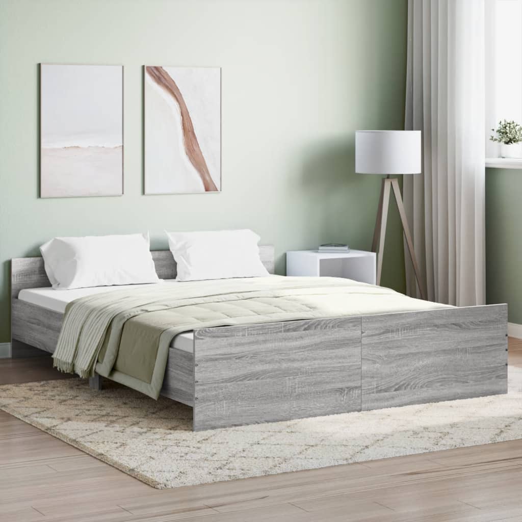 Modern Wooden King Size 150cm Bed Frame Base With Headboard & Footboard