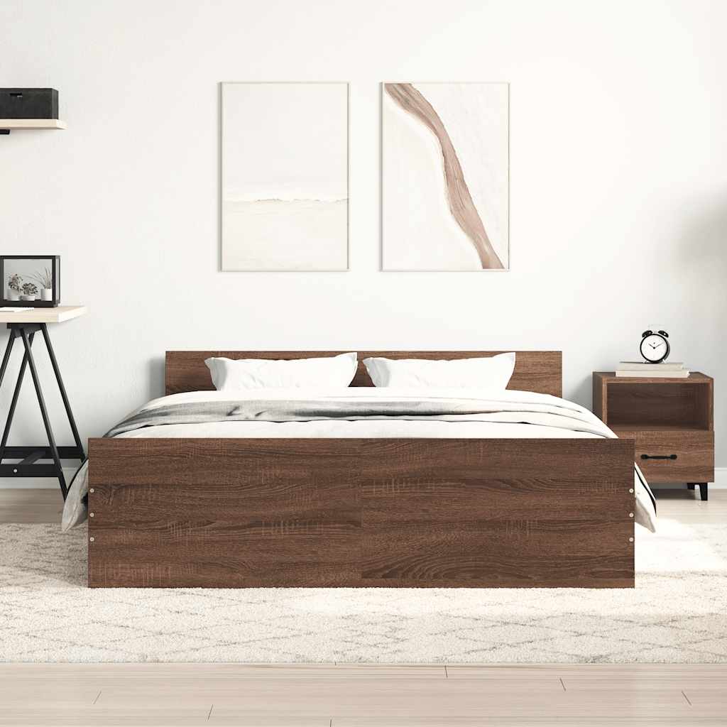 Modern Wooden King Size 150cm Bed Frame Base With Headboard & Footboard