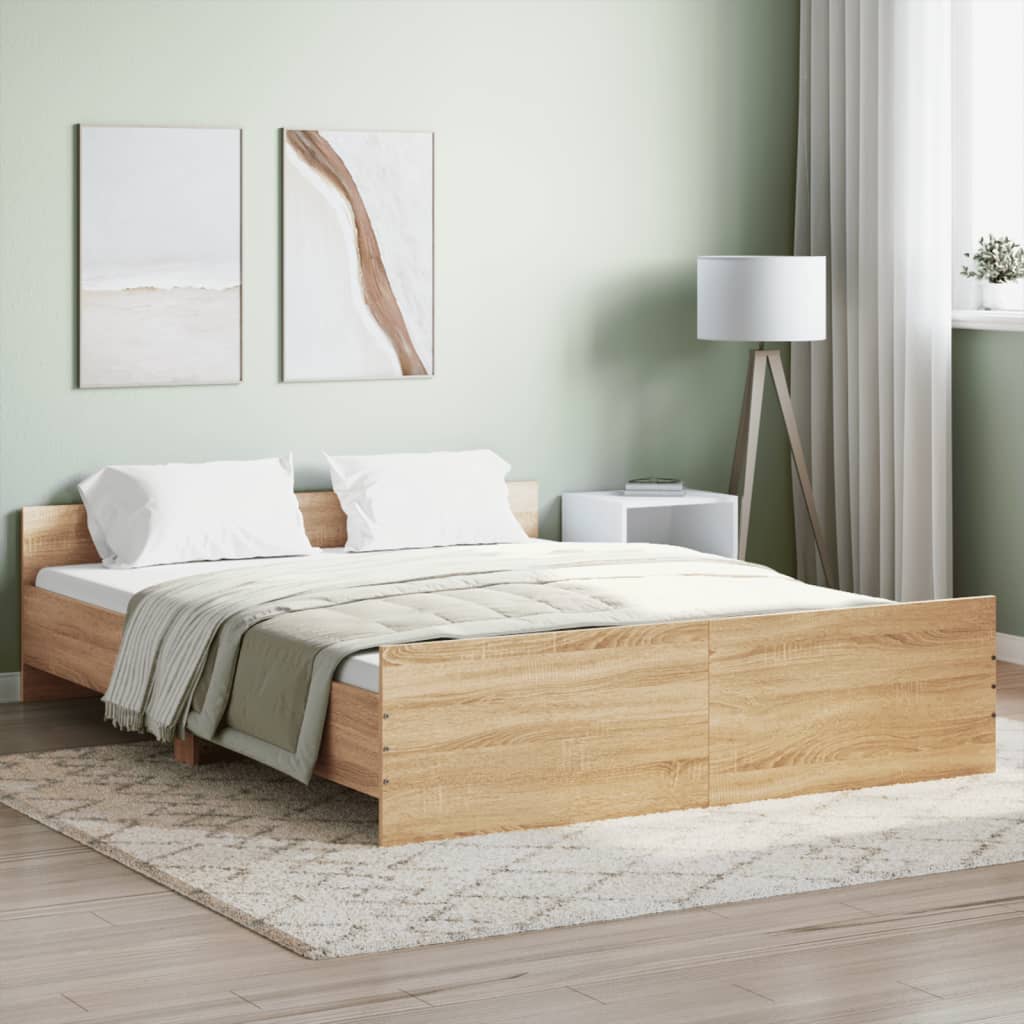 Modern Wooden Queen Size 160cm Bed Frame Base With Headboard & Footboard