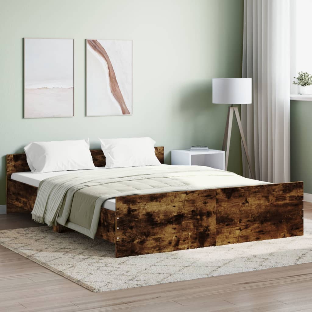 Modern Wooden Queen Size 160cm Bed Frame Base With Headboard & Footboard