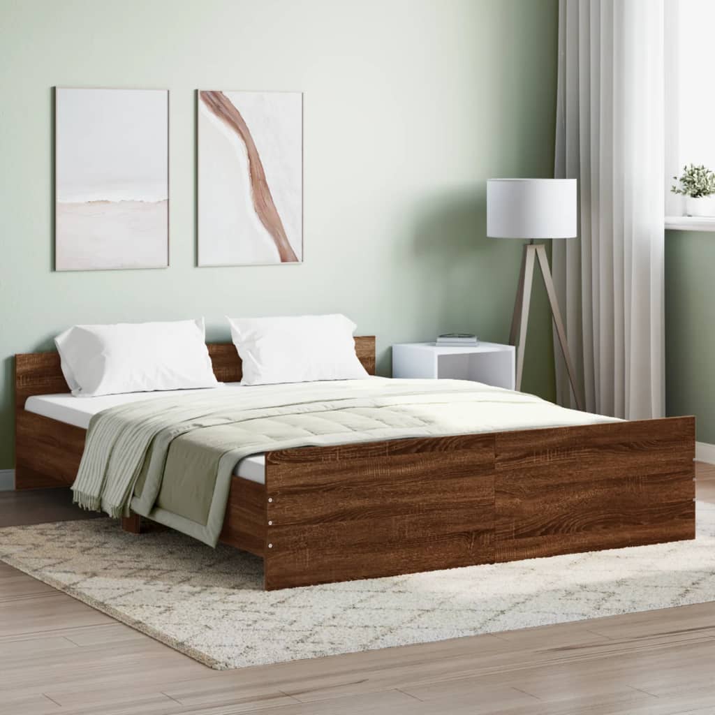 Modern Wooden Queen Size 160cm Bed Frame Base With Headboard & Footboard
