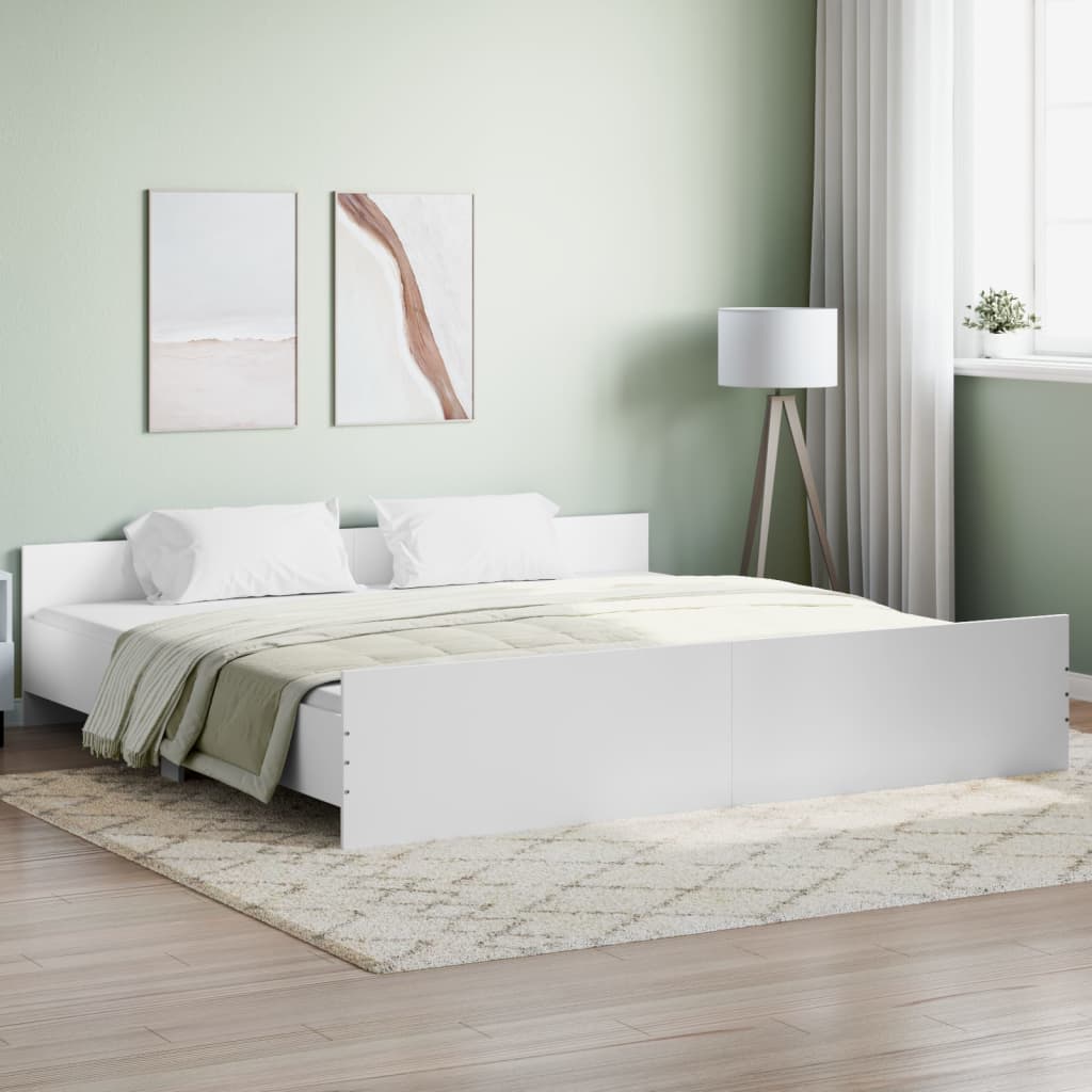 Bed Frame without Mattress White 180x200 cm Super King