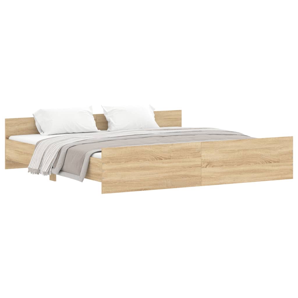 Bed Frame without Mattress Sonoma Oak 180x200 cm Super King