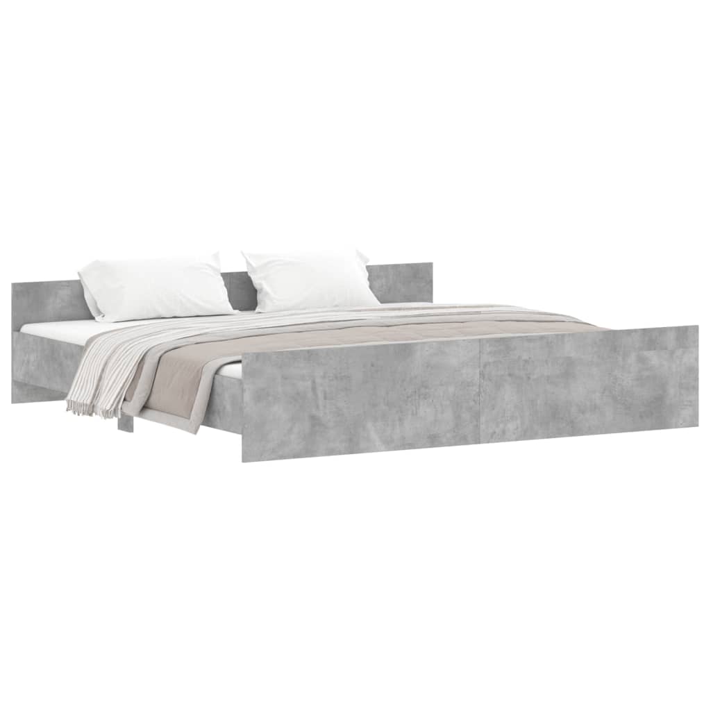 Bed Frame without Mattress Concrete Grey 180x200 cm Super King