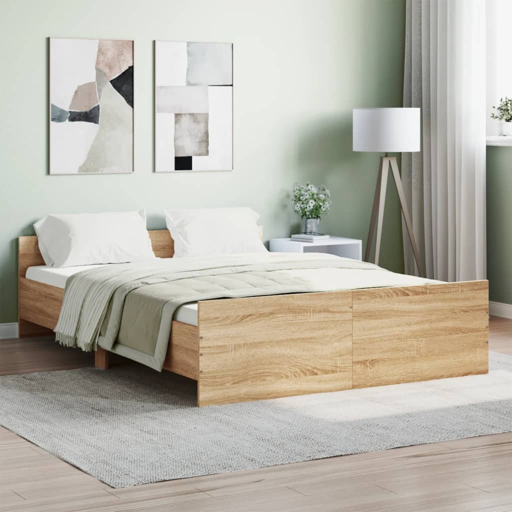 Bed Frame without Mattress Sonoma Oak 140x190 cm