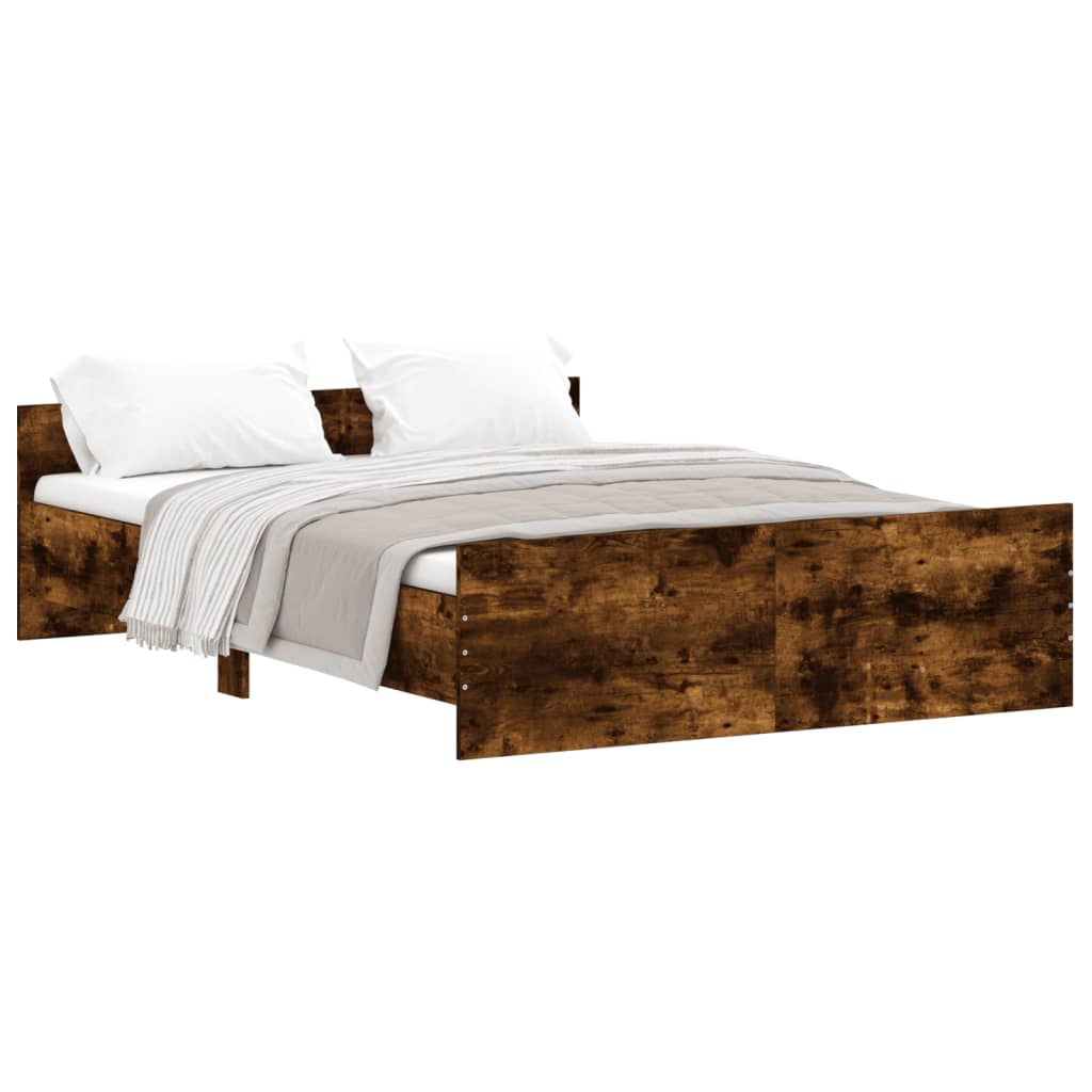 Bed Frame without Mattress Smoked Oak 140x190 cm