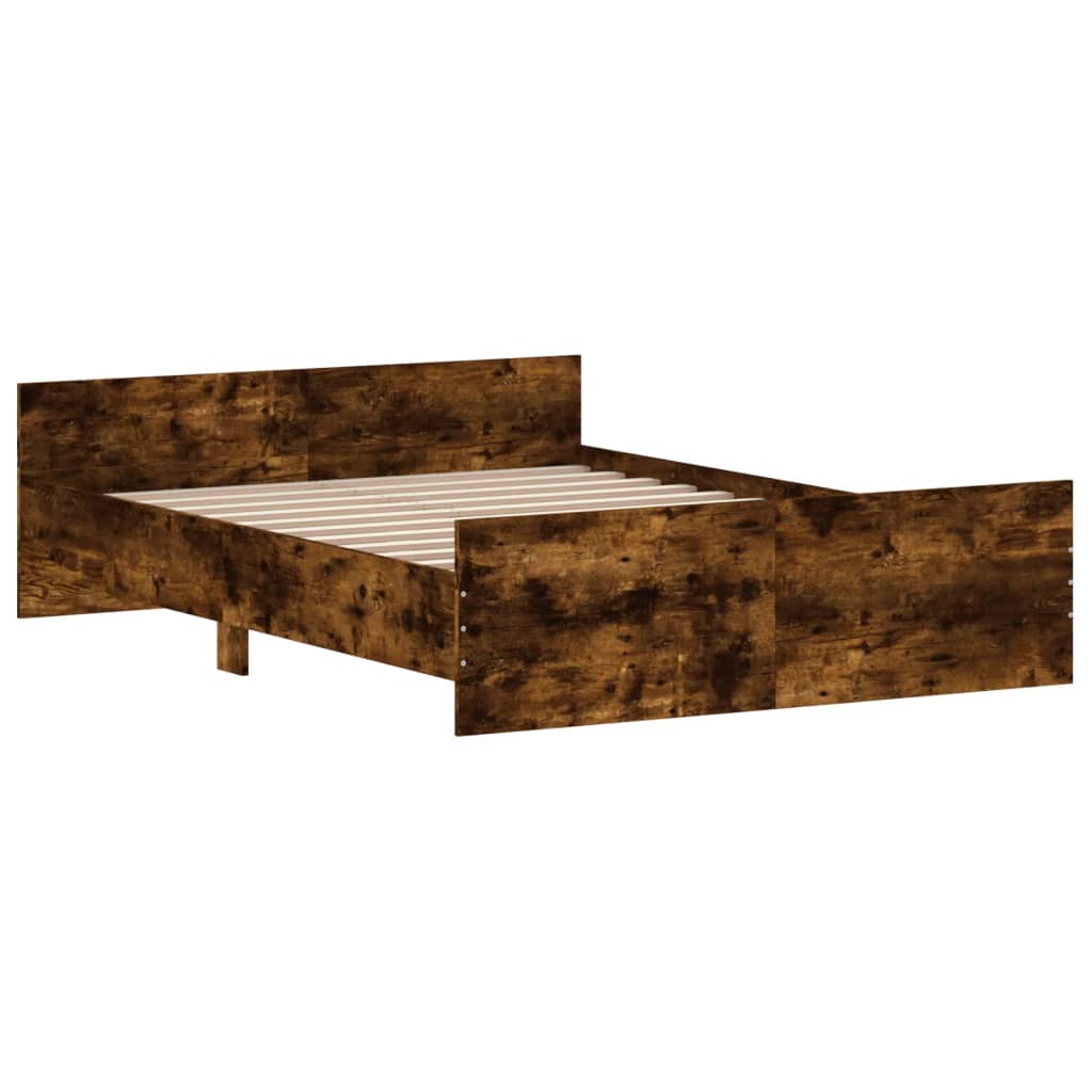 Bed Frame without Mattress Smoked Oak 140x190 cm