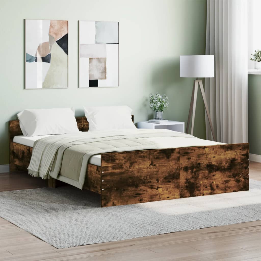 Bed Frame without Mattress Smoked Oak 140x190 cm