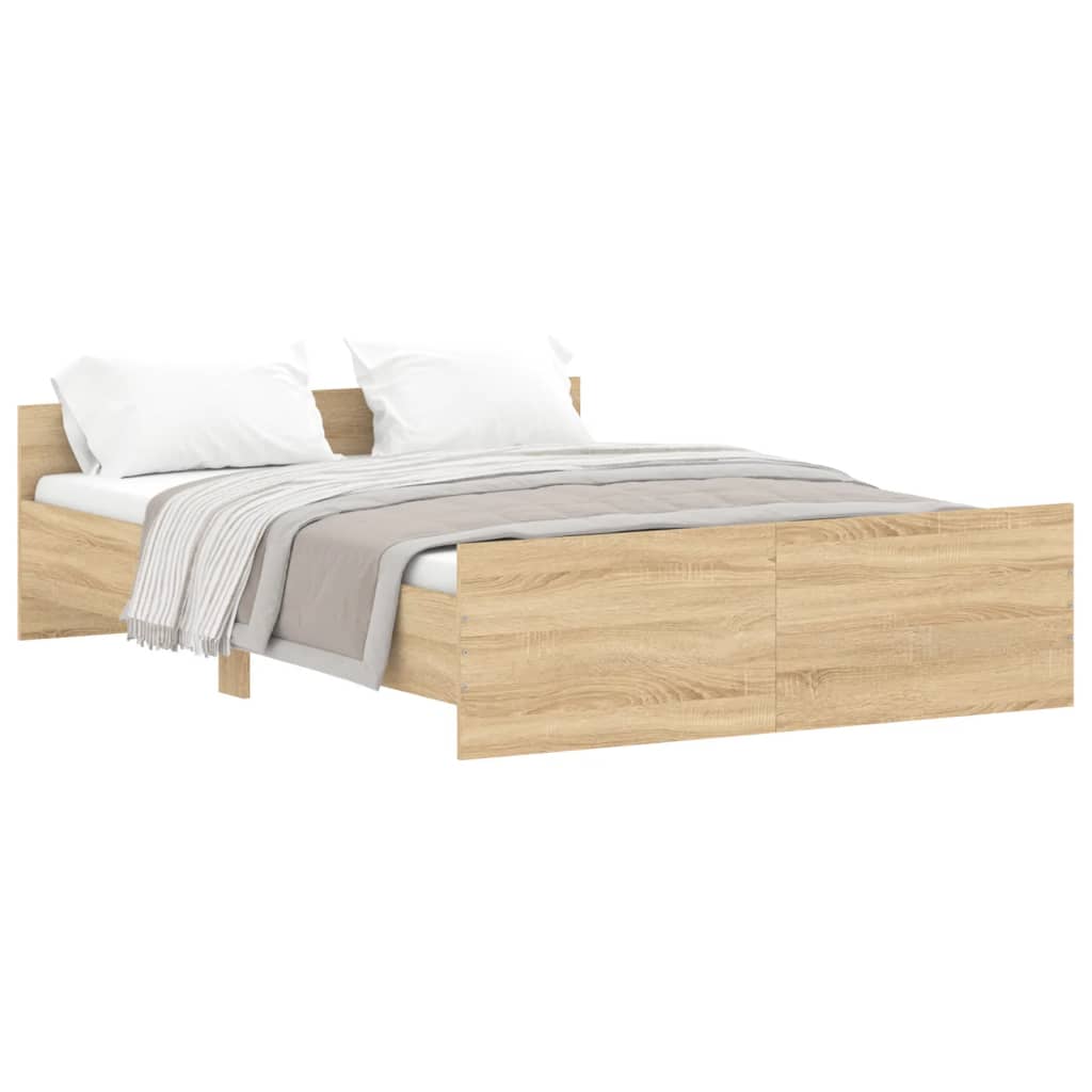 Modern Wooden Double Size 135cm Bed Frame Base With Headboard & Footboard