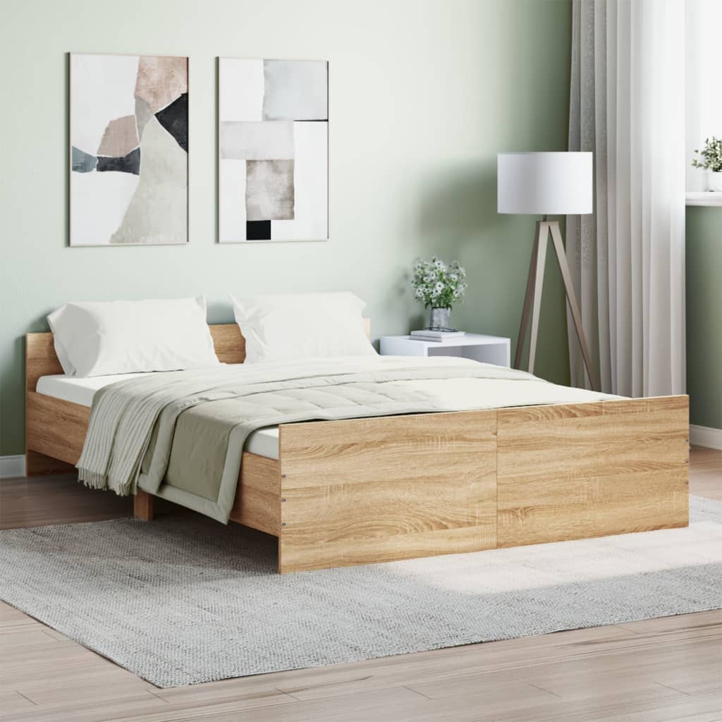 Modern Wooden Double Size 135cm Bed Frame Base With Headboard & Footboard