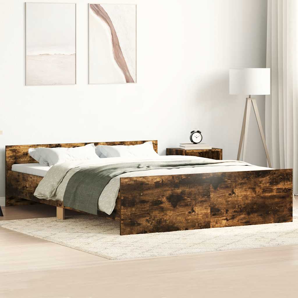 Modern Wooden Double Size 135cm Bed Frame Base With Headboard & Footboard