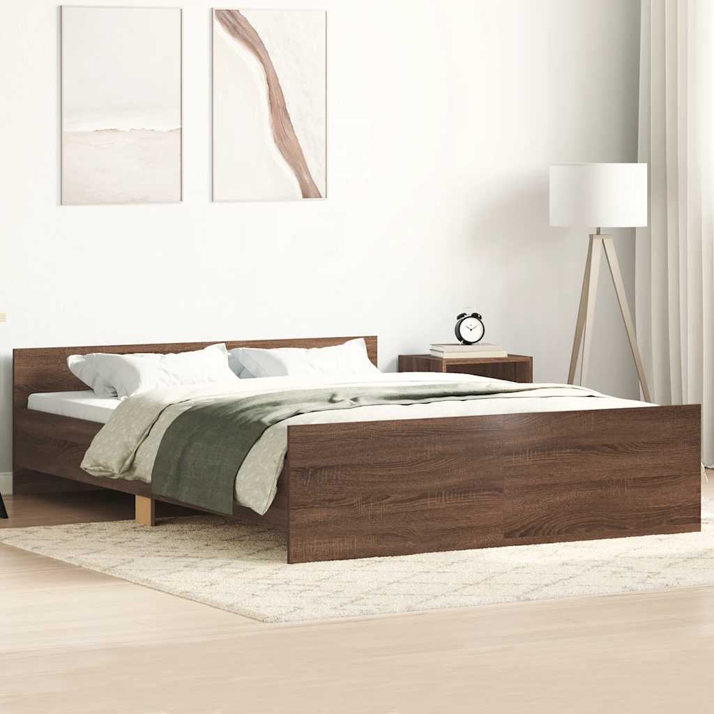 Modern Wooden Double Size 135cm Bed Frame Base With Headboard & Footboard