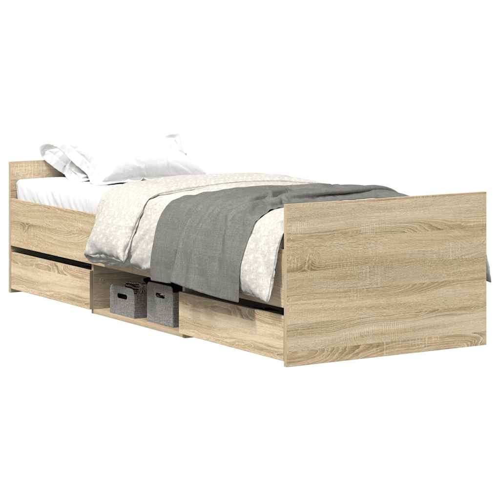 Bed Frame without Mattress Sonoma Oak 100x200 cm