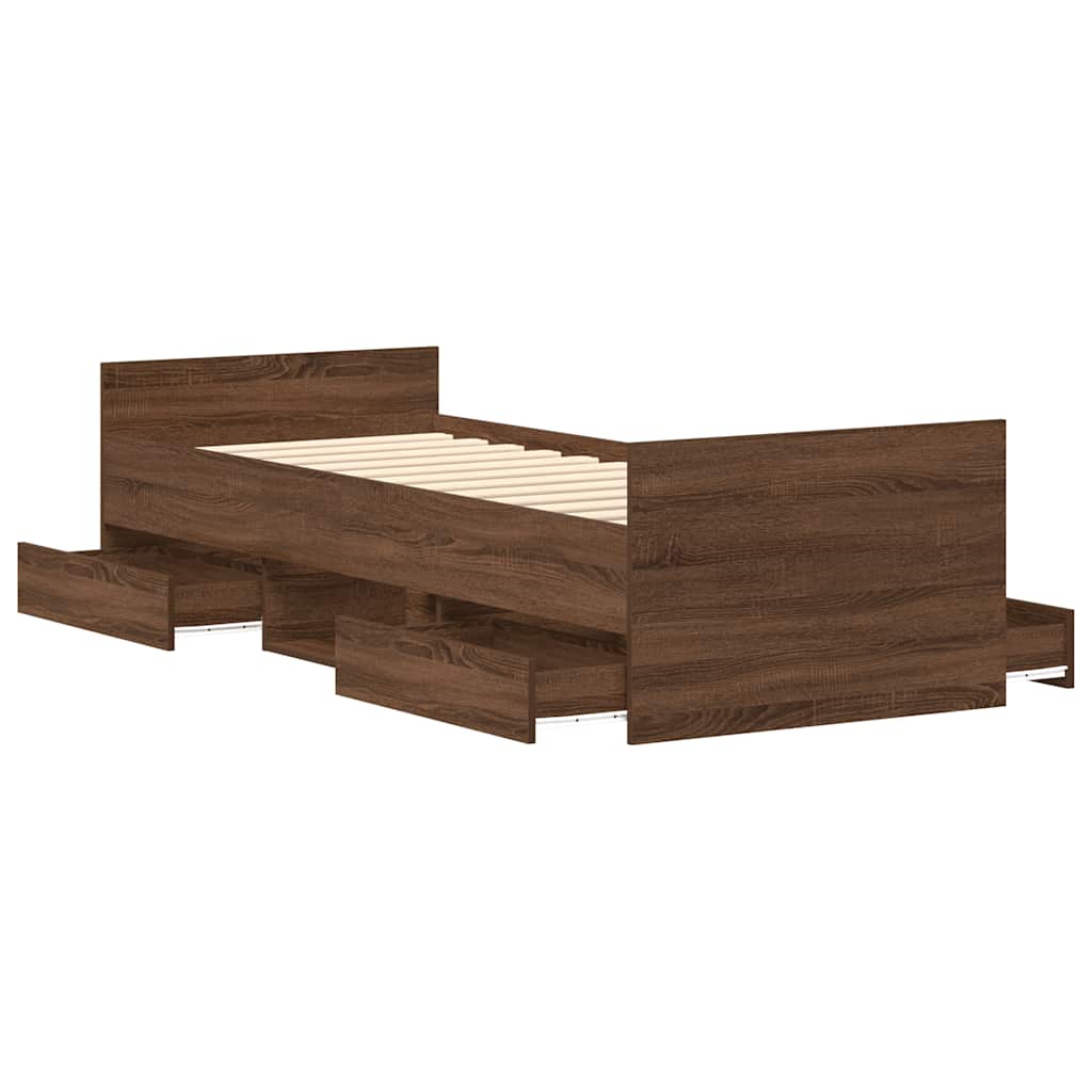 Bed Frame without Mattress Brown Oak 100x200 cm