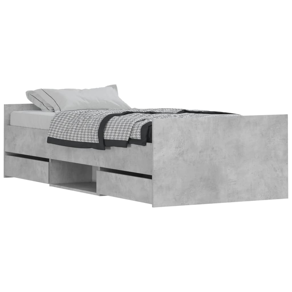 Bed Frame without Mattress Concrete Grey 90x200 cm