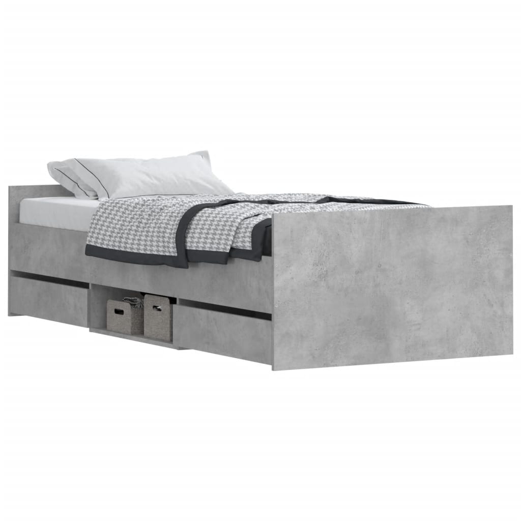 Bed Frame without Mattress Concrete Grey 90x200 cm
