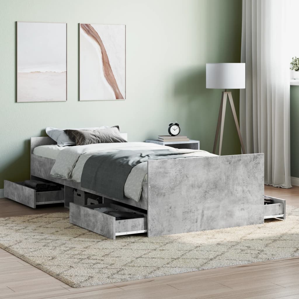 Bed Frame without Mattress Concrete Grey 90x200 cm