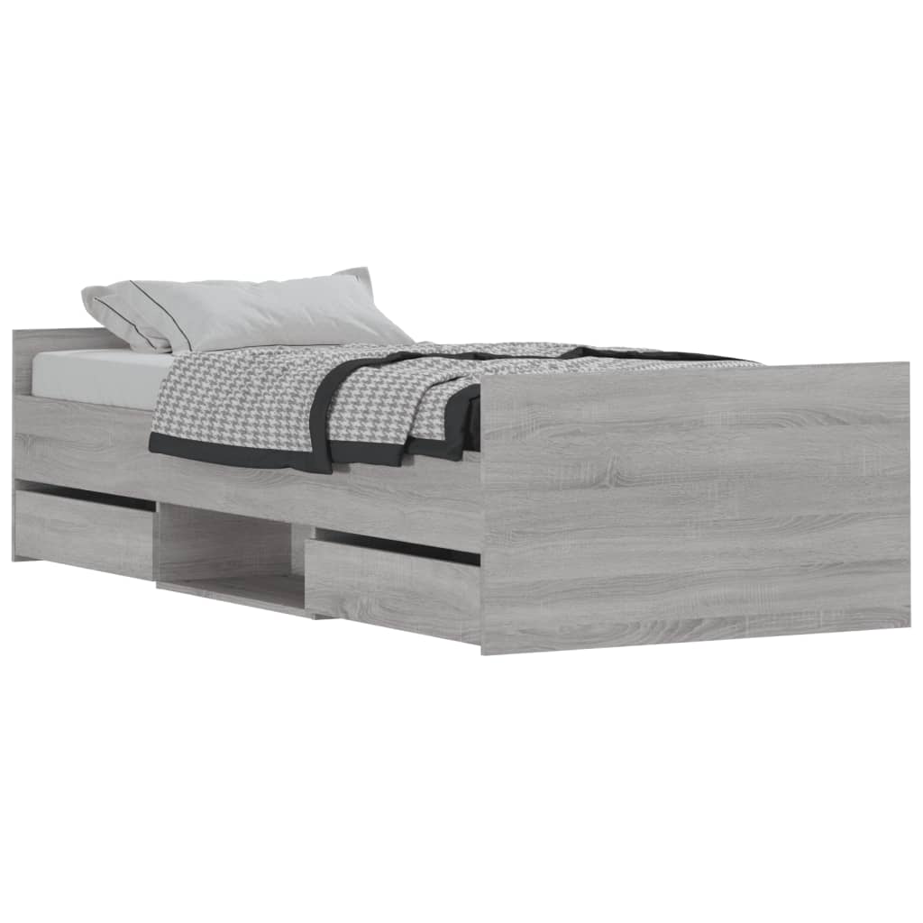 Bed Frame without Mattress Grey Sonoma 90x200 cm