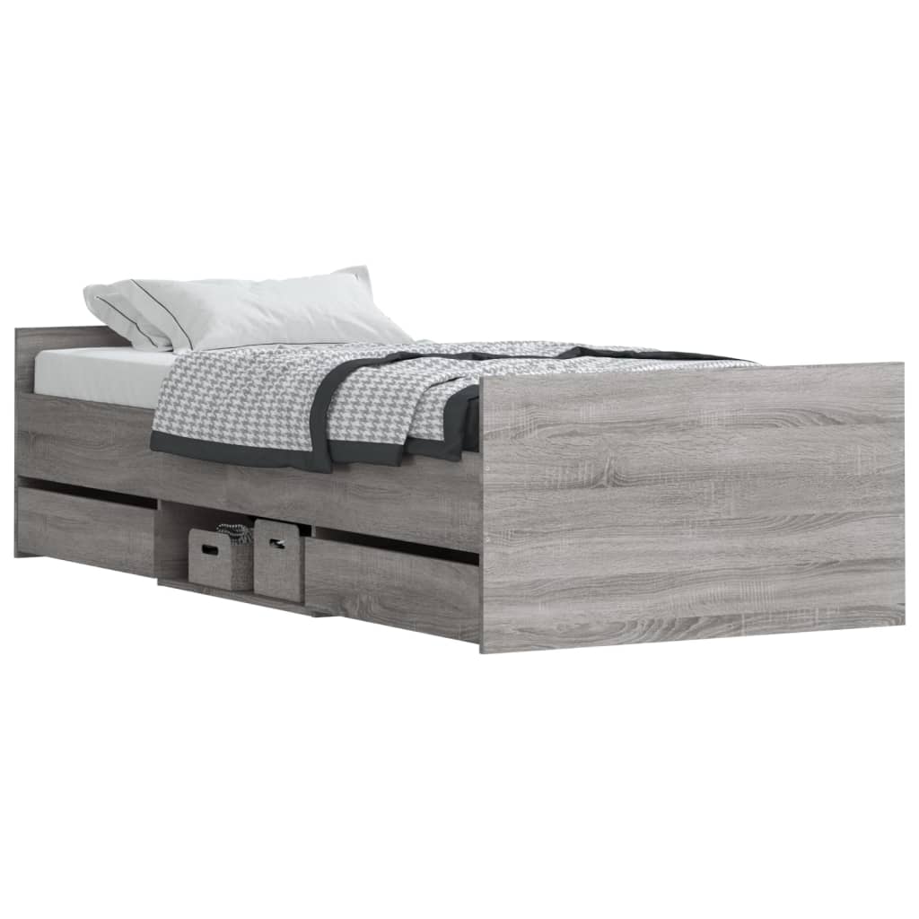 Bed Frame without Mattress Grey Sonoma 90x200 cm