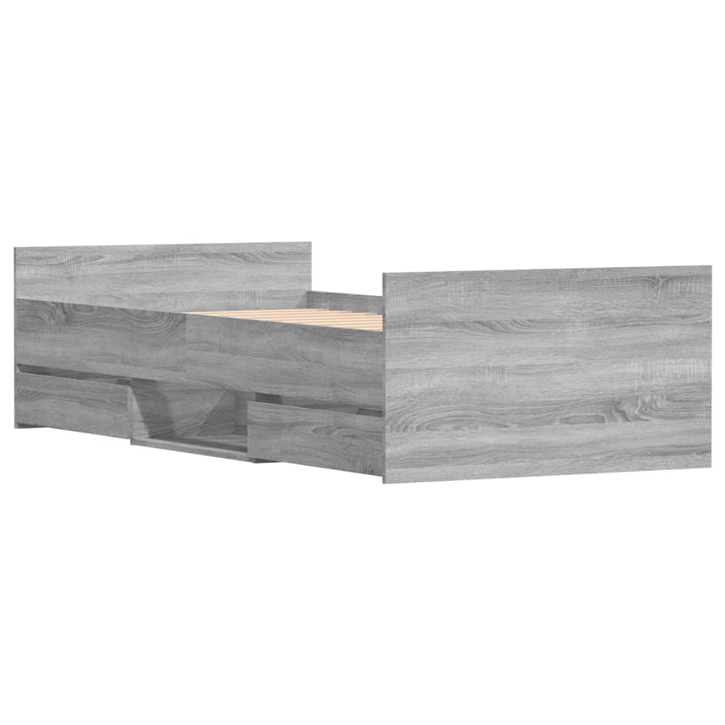Bed Frame without Mattress Grey Sonoma 90x200 cm