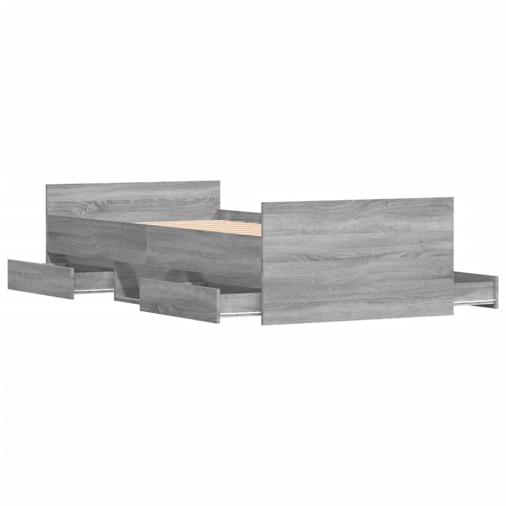 Bed Frame without Mattress Grey Sonoma 90x200 cm
