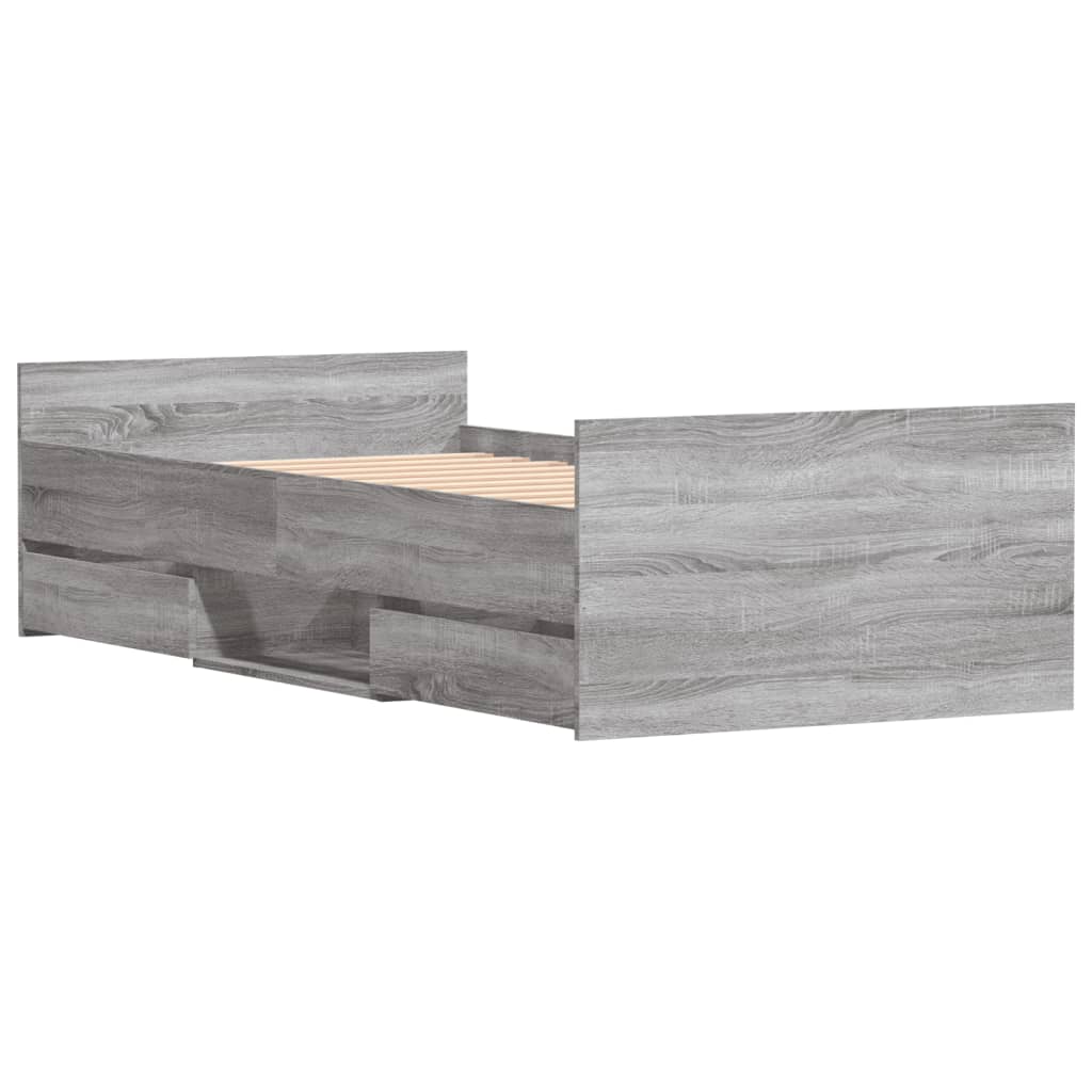 Bed Frame without Mattress Grey Sonoma 90x200 cm