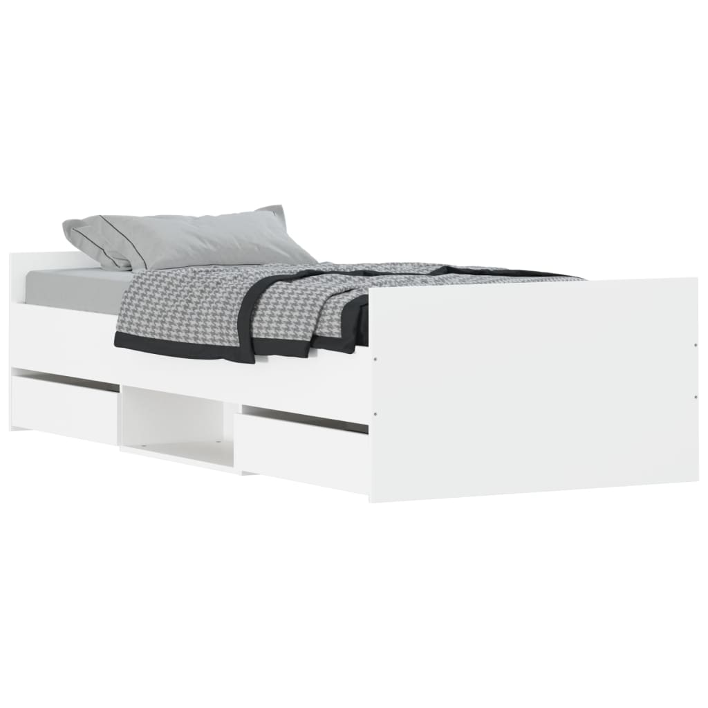 Modern Wooden Single Size 90cm Bed Frame Base With Storage Drawers Wood Beds