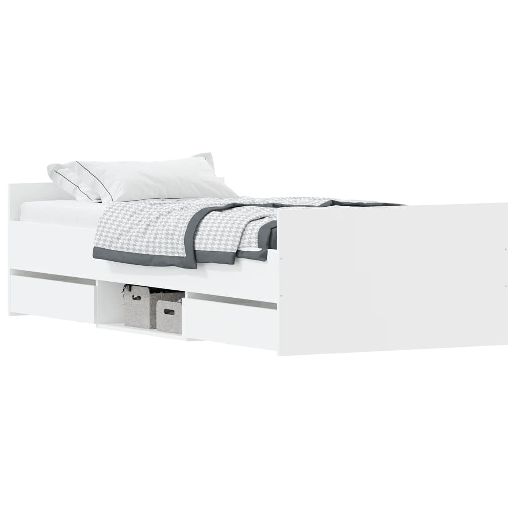 Modern Wooden Single Size 90cm Bed Frame Base With Storage Drawers Wood Beds