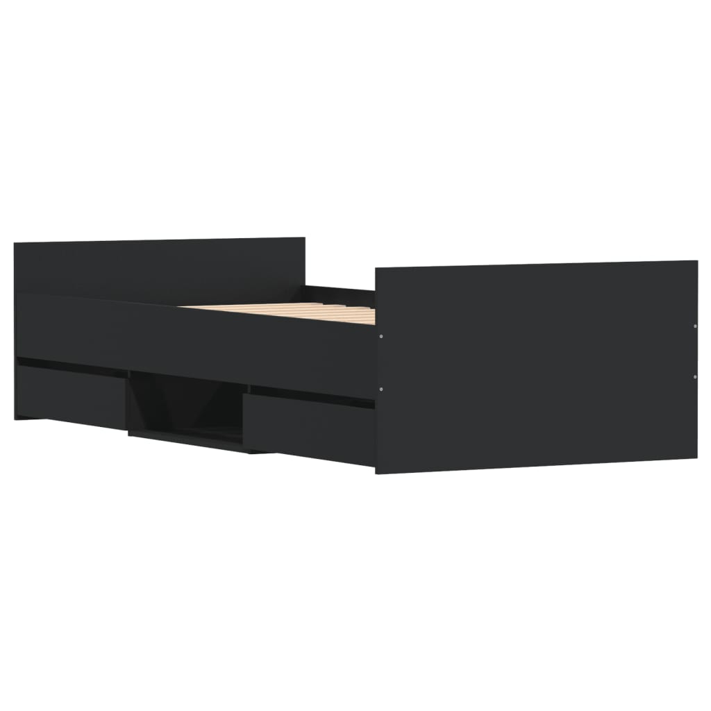 Modern Wooden Single Size 90cm Bed Frame Base With Storage Drawers Wood Beds