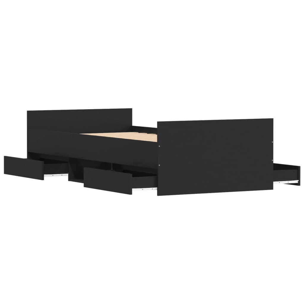 Modern Wooden Single Size 90cm Bed Frame Base With Storage Drawers Wood Beds