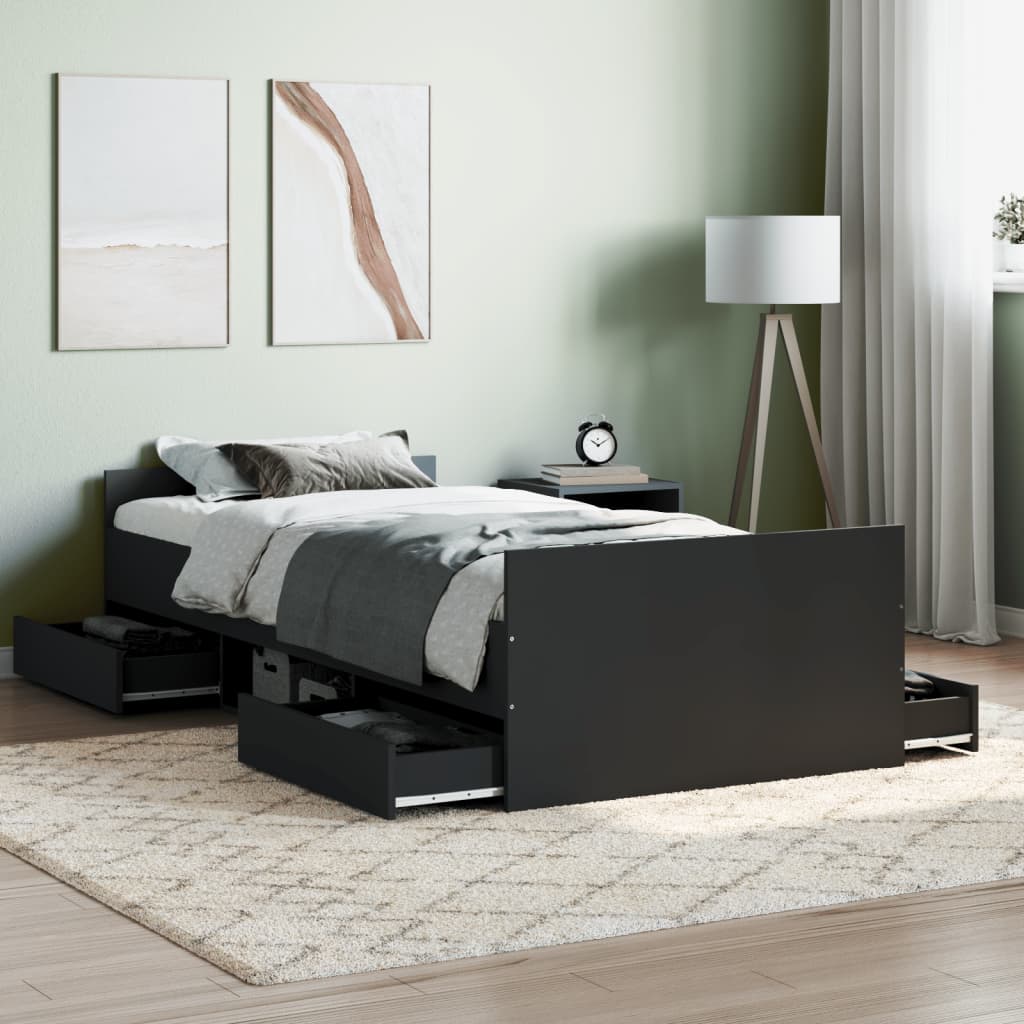 Bed Frame without Mattress Black 90x190 cm Single