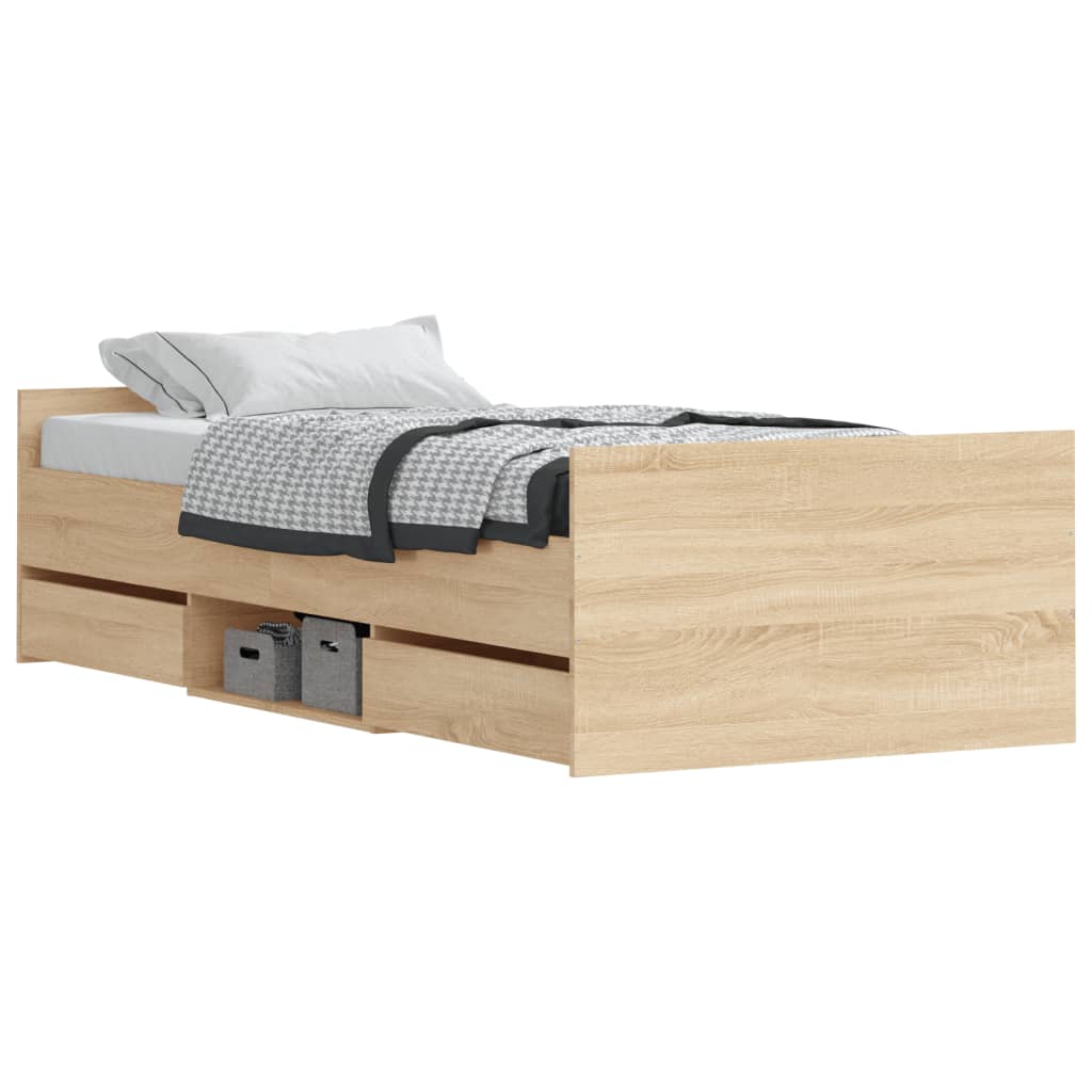 Modern Wooden Single Size 90cm Bed Frame Base With Storage Drawers Wood Beds