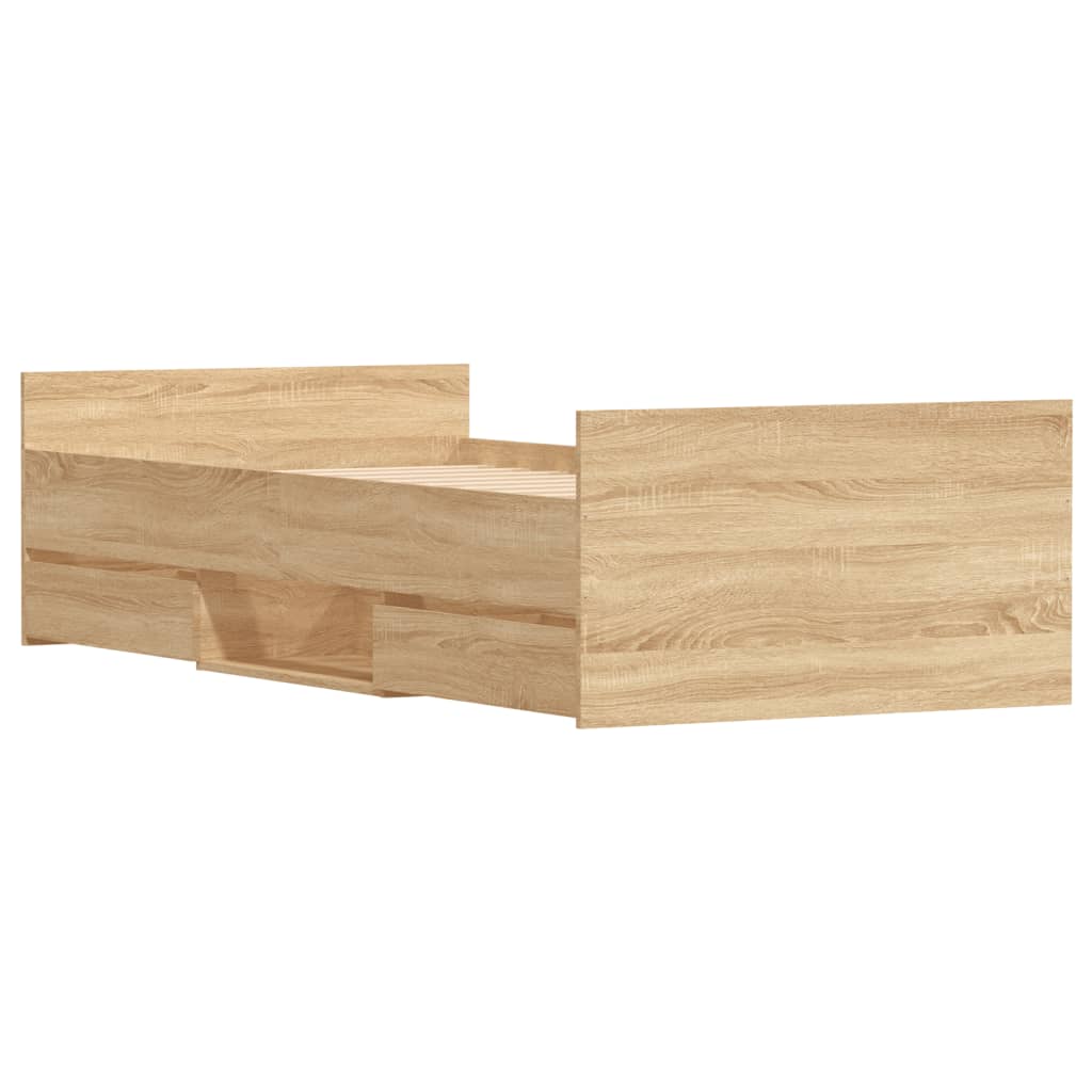 Modern Wooden Single Size 90cm Bed Frame Base With Storage Drawers Wood Beds