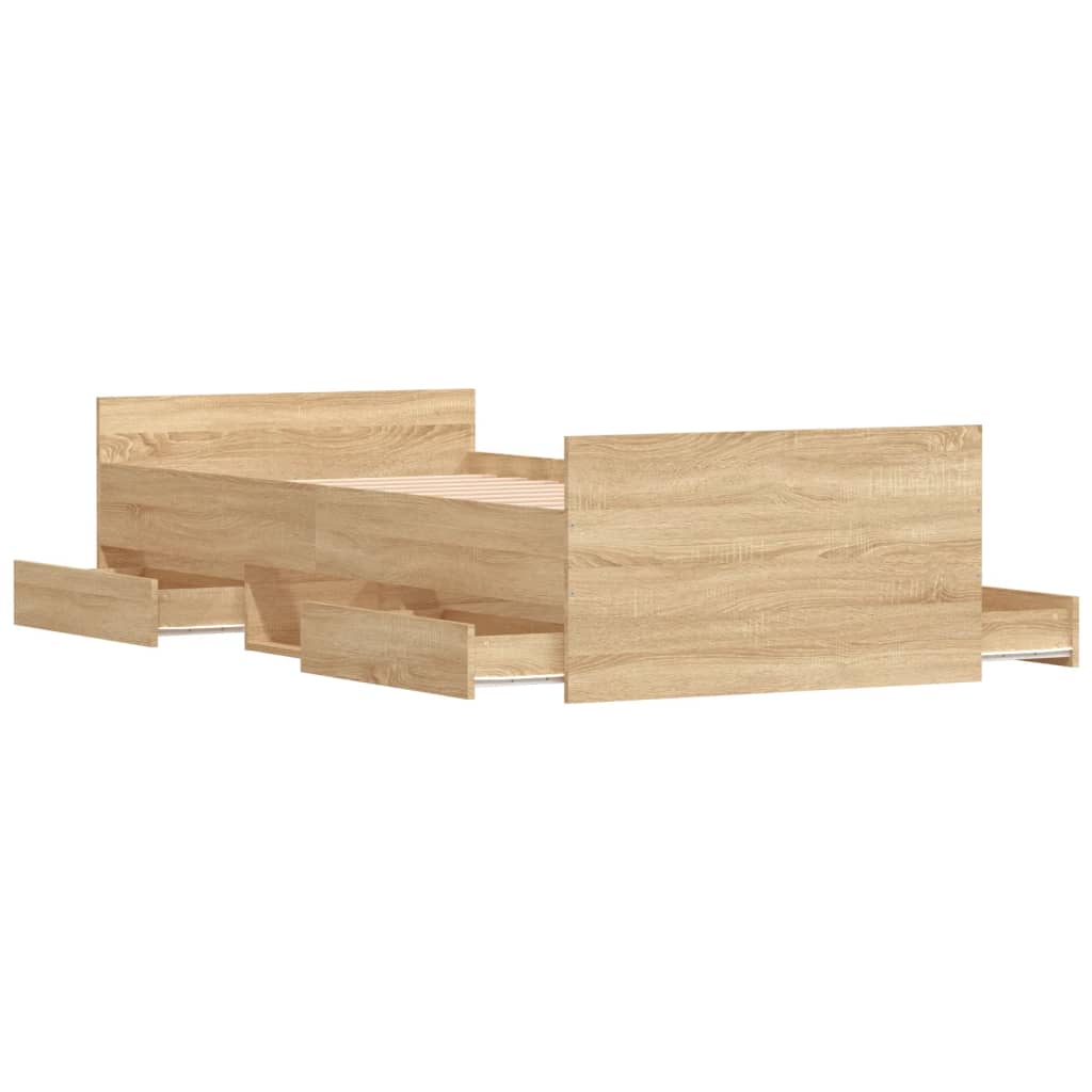 Modern Wooden Single Size 90cm Bed Frame Base With Storage Drawers Wood Beds