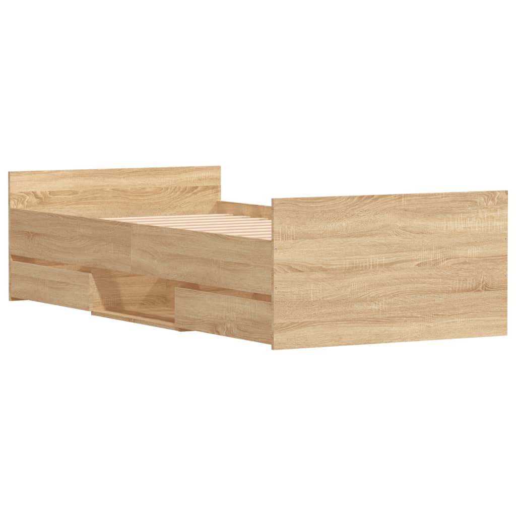 Modern Wooden Single Size 90cm Bed Frame Base With Storage Drawers Wood Beds