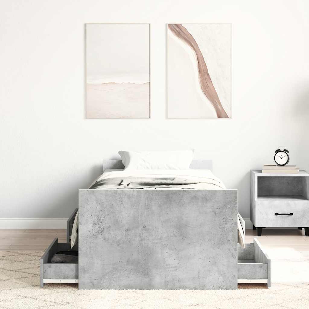 Modern Wooden Single Size 90cm Bed Frame Base With Storage Drawers Wood Beds