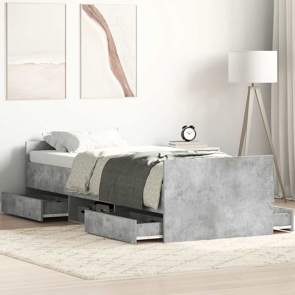Modern Wooden Single Size 90cm Bed Frame Base With Storage Drawers Wood Beds