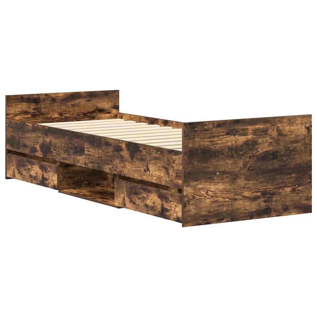 Modern Wooden Single Size 90cm Bed Frame Base With Storage Drawers Wood Beds