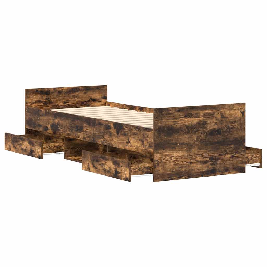 Modern Wooden Single Size 90cm Bed Frame Base With Storage Drawers Wood Beds