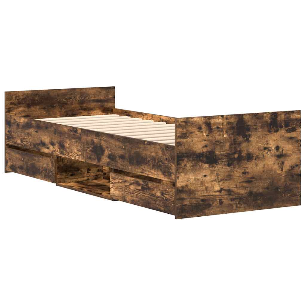 Modern Wooden Single Size 90cm Bed Frame Base With Storage Drawers Wood Beds