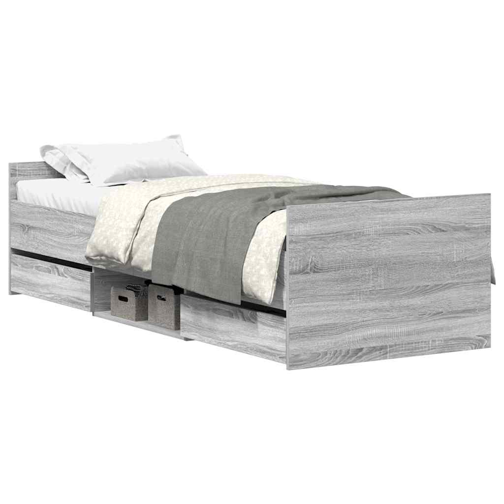 Modern Wooden Single Size 90cm Bed Frame Base With Storage Drawers Wood Beds