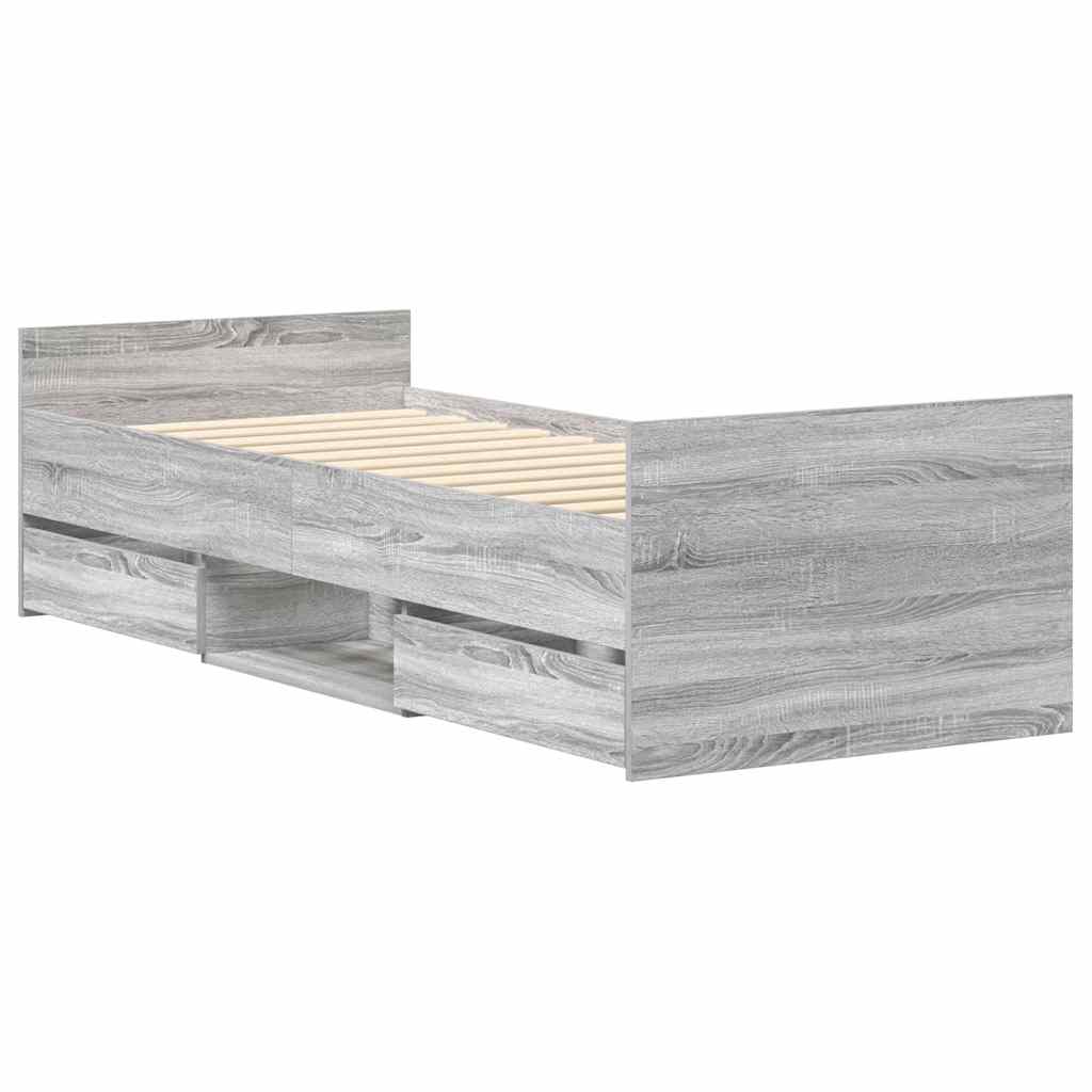 Modern Wooden Single Size 90cm Bed Frame Base With Storage Drawers Wood Beds