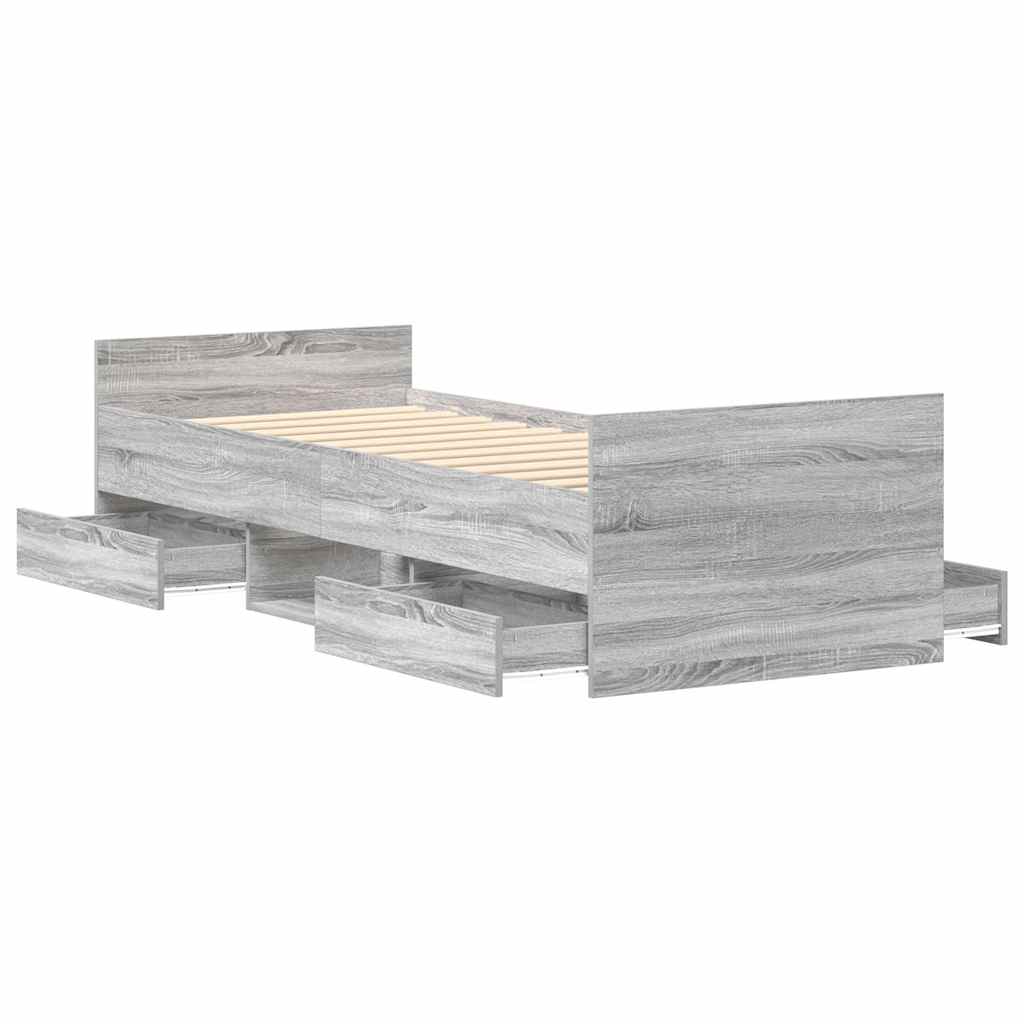 Modern Wooden Single Size 90cm Bed Frame Base With Storage Drawers Wood Beds